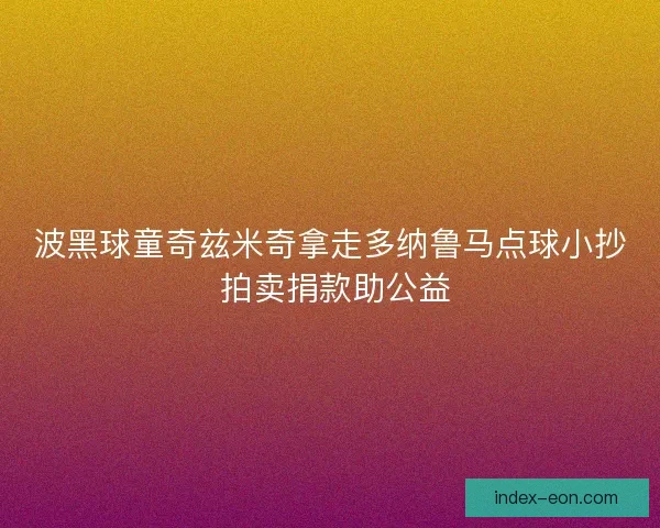 波黑球童奇兹米奇拿走多纳鲁马点球小抄 拍卖捐款助公益
