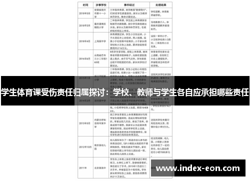 学生体育课受伤责任归属探讨：学校、教师与学生各自应承担哪些责任