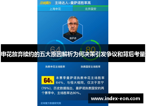 申花放弃续约的五大原因解析为何决策引发争议和背后考量