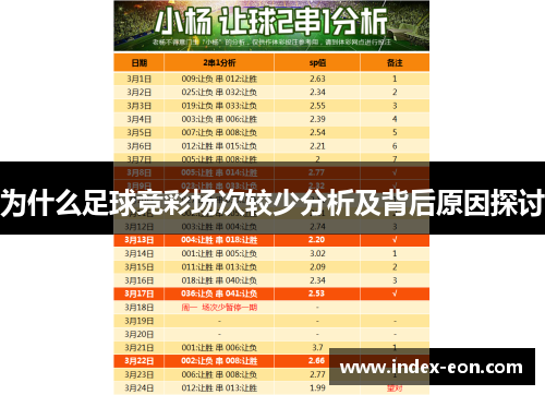 为什么足球竞彩场次较少分析及背后原因探讨