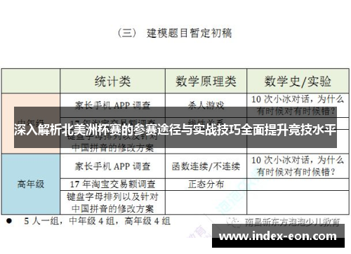 深入解析北美洲杯赛的参赛途径与实战技巧全面提升竞技水平